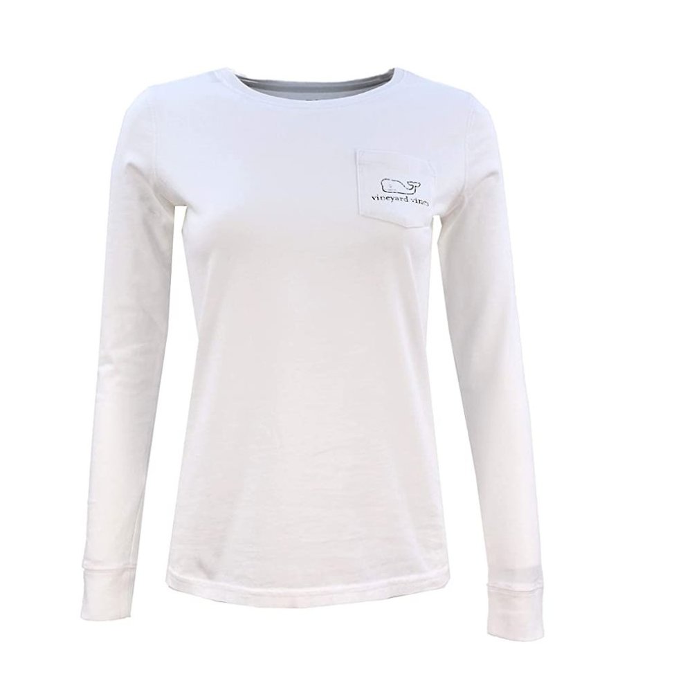 Vineyard Vines Women's Long/Sleeve Whale Print Tee Shirt White Cap XXS NWT